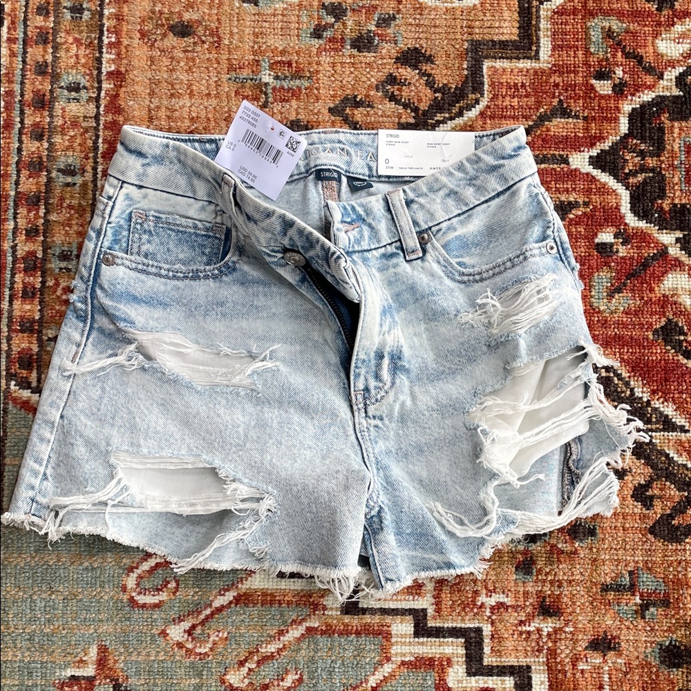 American Eagle Outfitters Distressed Light Blue Jean Shorts